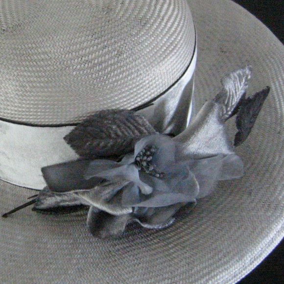 Joe Bill Miller Straw Fedora Hat Floral Decoration Silver Grey main image 5